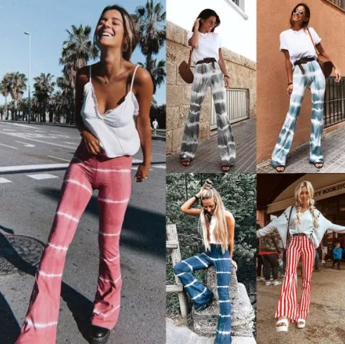 

Summer New Women's Loose Casual Print Bell Bottom Pants Wide Leg Casual Trousers Fashionable Ladies' Pants from eBay