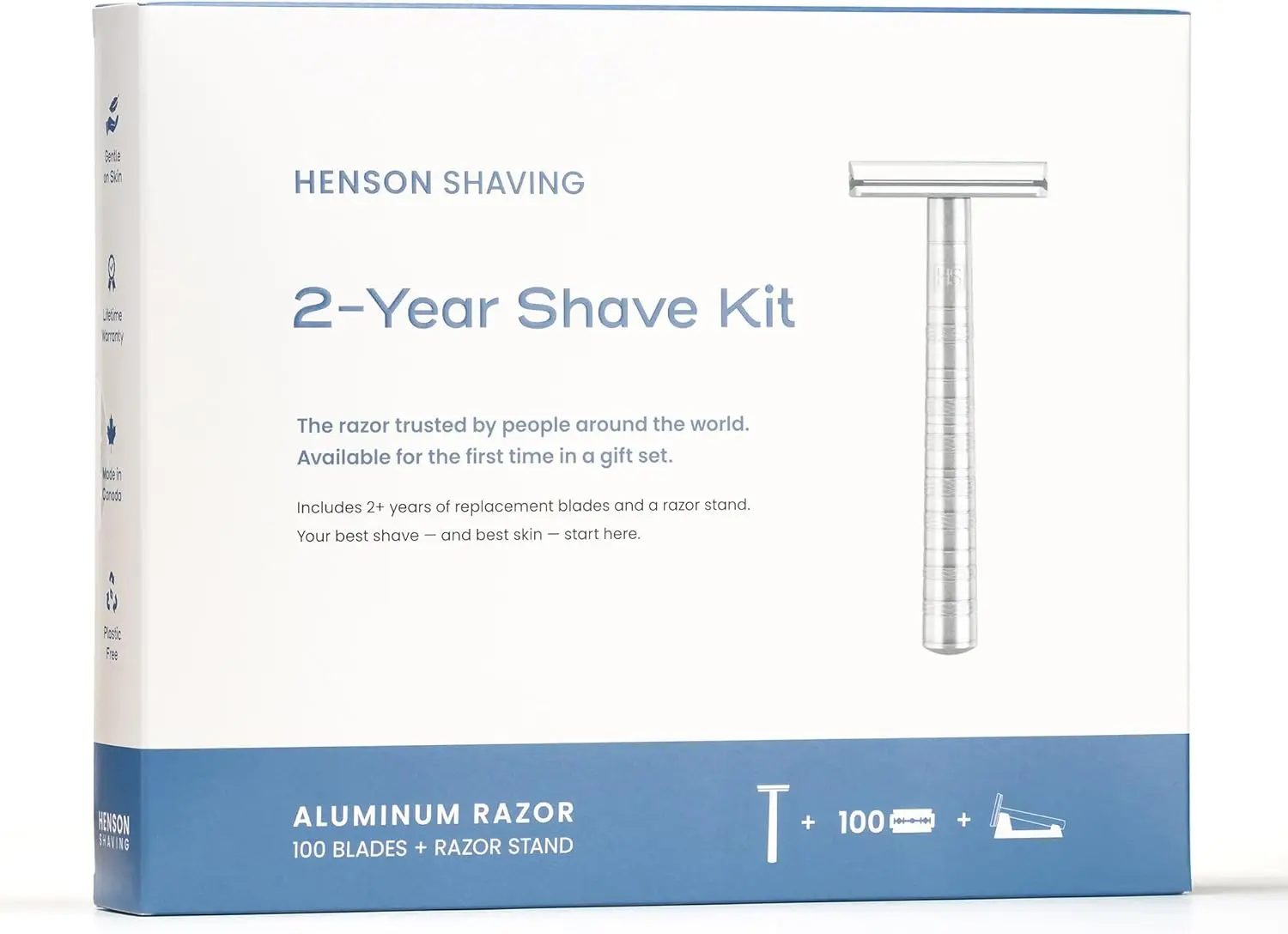 

Набор для бережного и точного бритья с безопасной бритвой, подставкой и 100 лезвиями для мужчин и женщин — гладкое бритье без раздражения