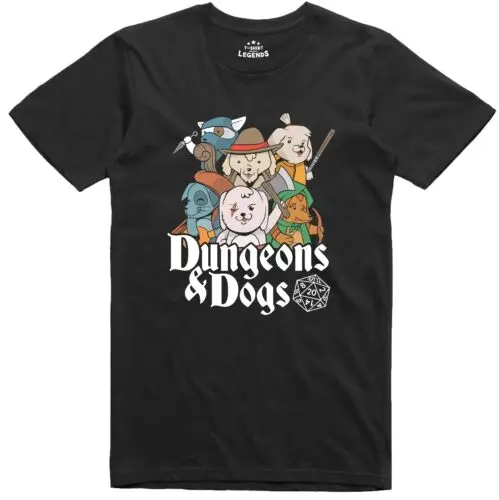 Camiseta de manga corta para hombre, camisa de manga corta con estampado de Donjons y Chiens coupé estándar