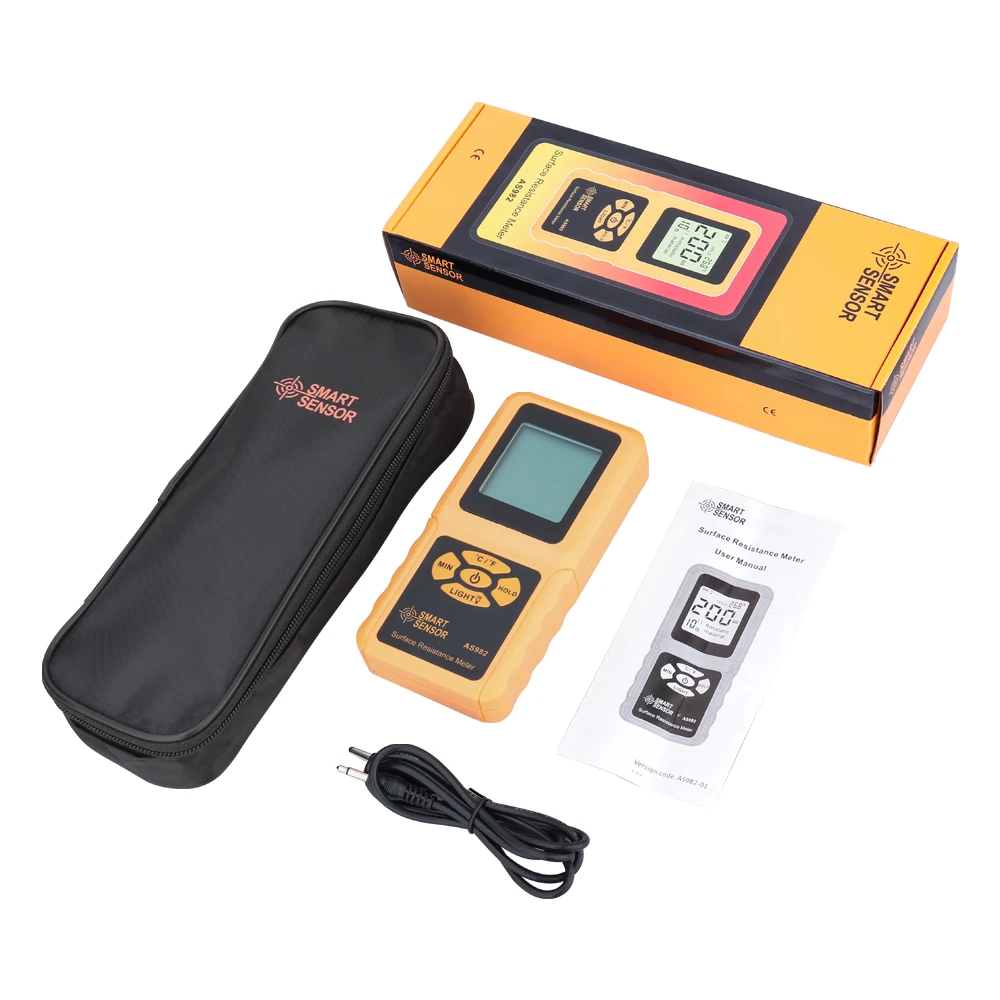 Portable Surface Resistance Meter Handheld Surface Impedance Meter with Data Holding Function LCD Display Resistivity Meter