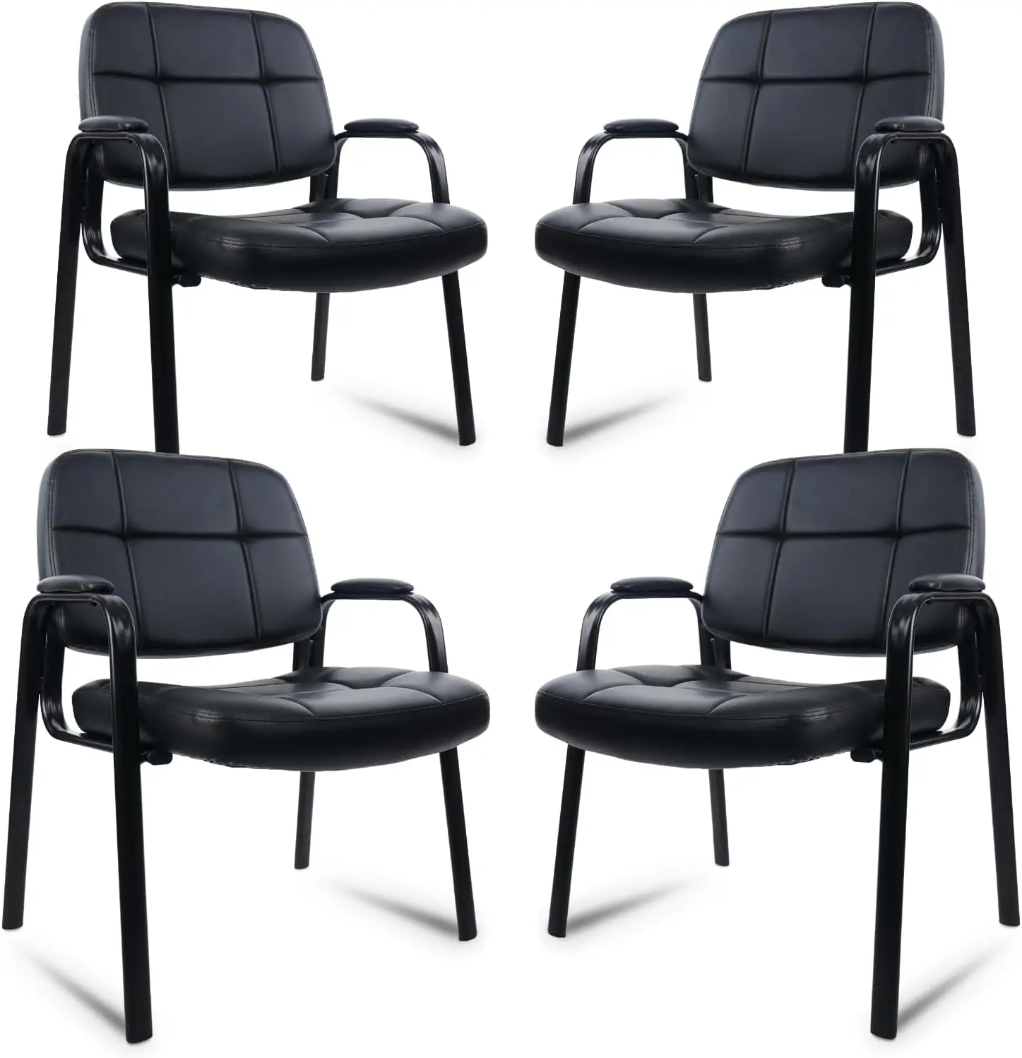 

Big & Tall Office Guest Chair 400Lbs With Bonded Leather Padded Armrest Backrest Wide Seat Reception Guest Chair For Conference