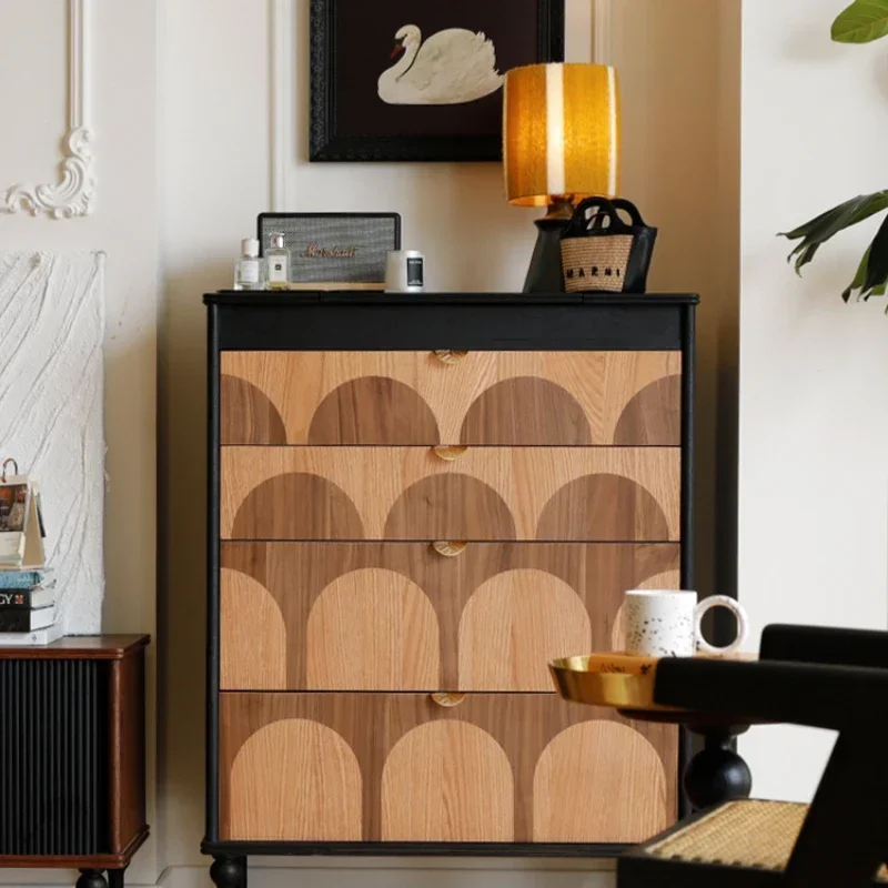 

Wood Dressing Table American Country Solid Wood Locker Chest of Drawer Four-Bucket Cabinet