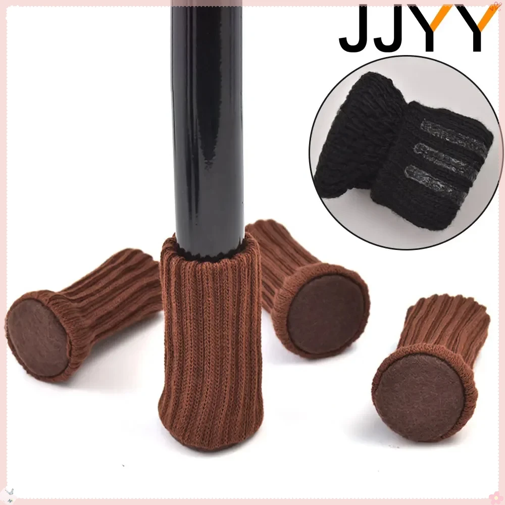 JJYY 4Pcs Knitted Chair Leg Socks Furniture Feet Protectors Table Covers Floor Pads Noise Reduction