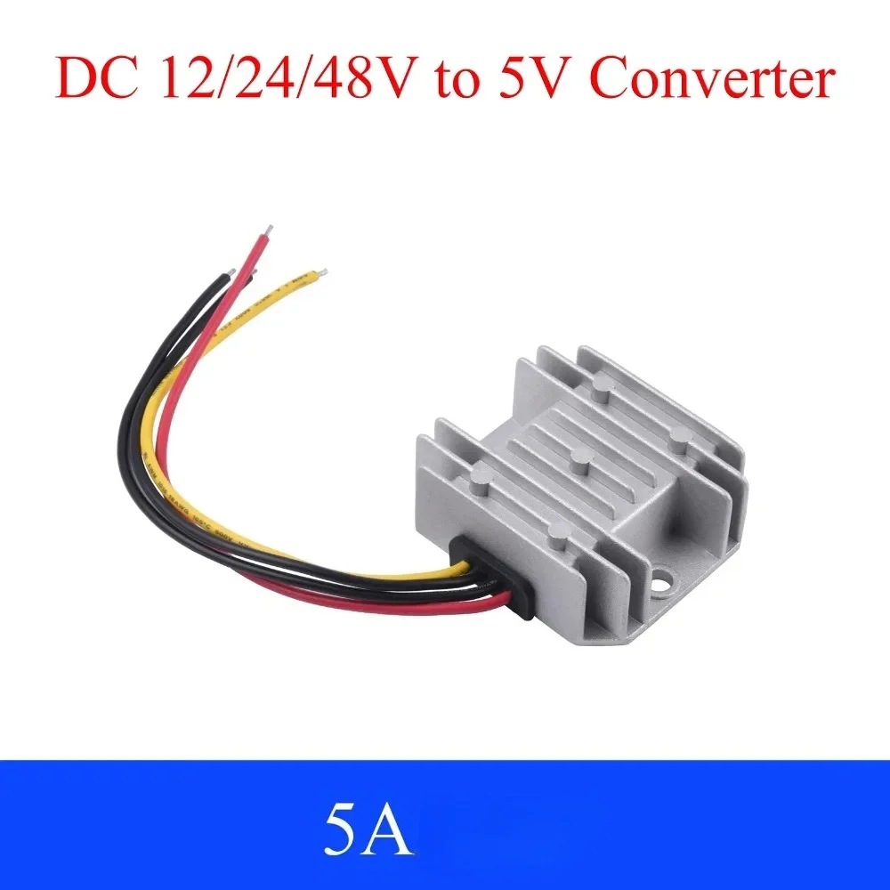 DC/DC 12V/24V to 5V 5A Power Step Down Converter 48V to 5V 5A Buck Regulator Voltage Supply Module For Car Waterproof Dustproof