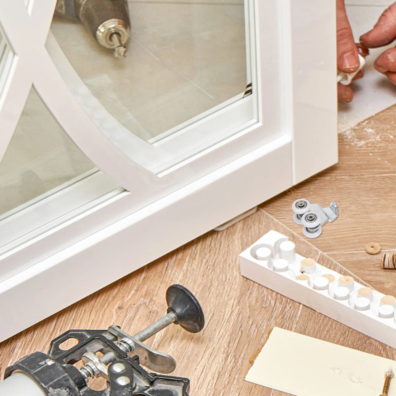 

Sliding Door Roller High Grade Metal Durable Silent Smooth Corners Easy Installation Cabinet Guide Pulley Replacement Barn Door