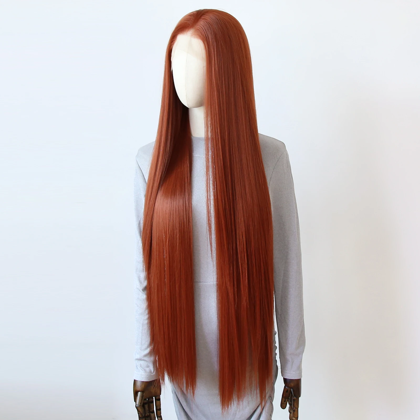 

Рыжий Коричневый Синтетический Парик Фронта Шнурка 40 дюймов Длинный Прямой Каштановый Коричневый Парик Фронта Шнурка Предварительно Сорванные Натуральные Волосы