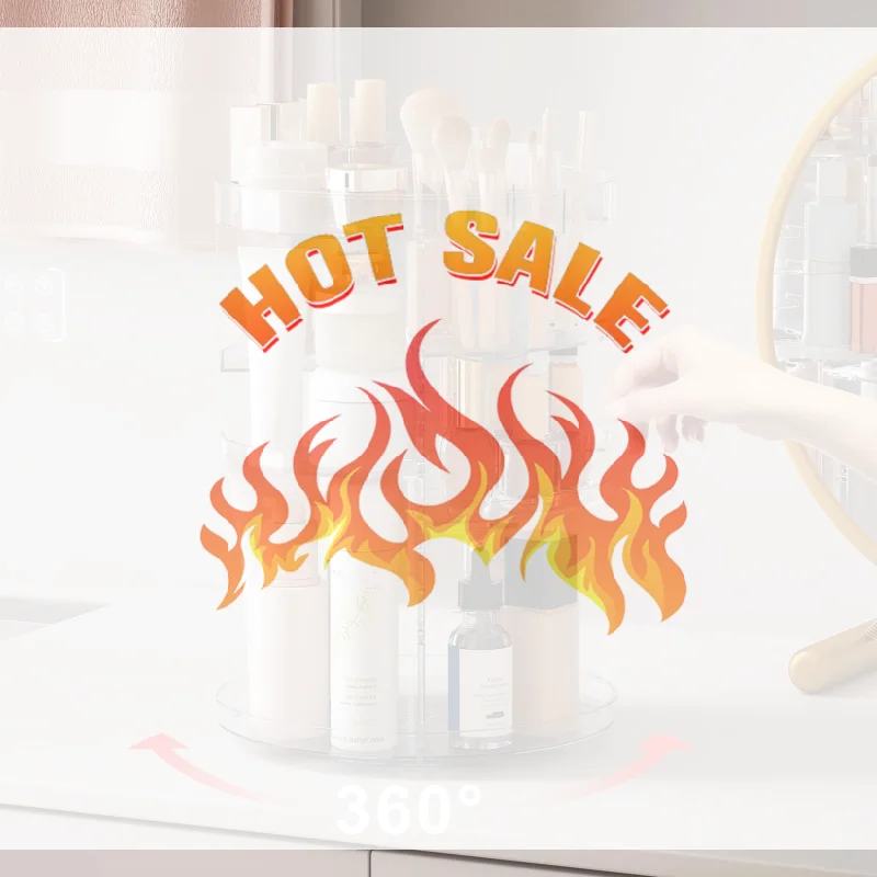 

Rotating Makeup Organizer Cosmetic Display Case With Brush Holder Perfume Tray Storage Carousel For Vanity Bathroom Countertop