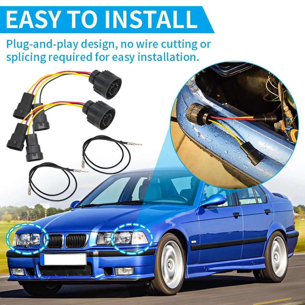 Auto-Scheinwerfer-Adapter-Kabelbaum-Paar für BMW 3er Serie E36 Bosch ZKW Depo DJ Auto Hella Euro-Stecker-Umwandlungsanschluss – Detail 2