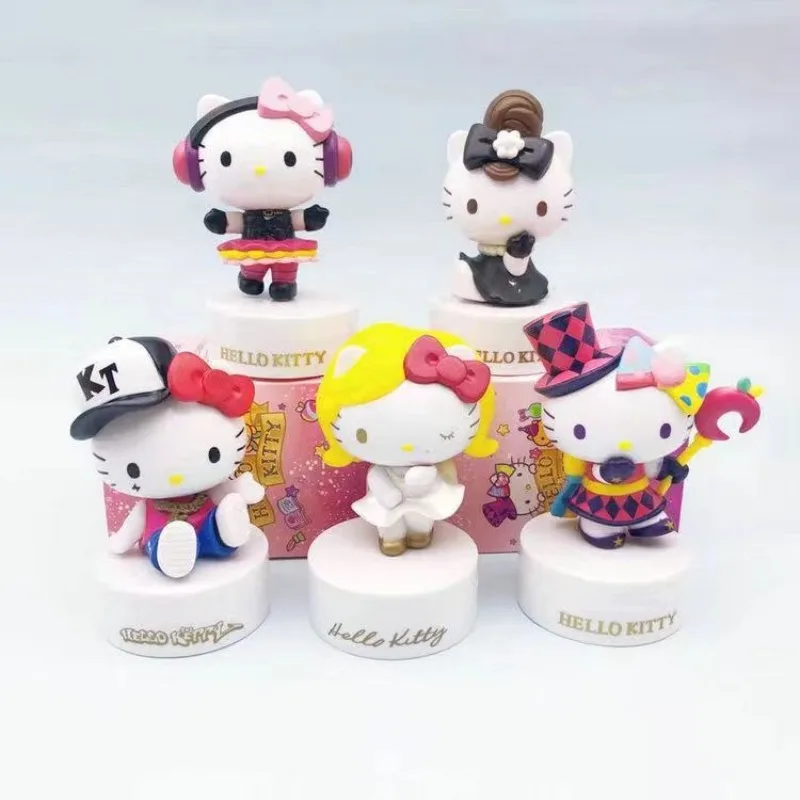5 szt. Kawaii Sanrio Hello Kitty Anime Urocza Zawieszka Lalka Śliczny Kreskówkowy Kot KT Ozdoby Samochodowe Dekoracja Biurka Prezenty dla Dzieci