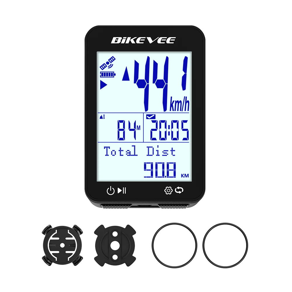 BIKEVEE Outdoor Riding Multi-Language GPS Cycling Computer Wireless Bicycle Speedometer MPH KM/H Waterproof Multifunctional with Auto Backlight Bike MTB Road Odometer Stopwatch Tracker Bike Accessories
