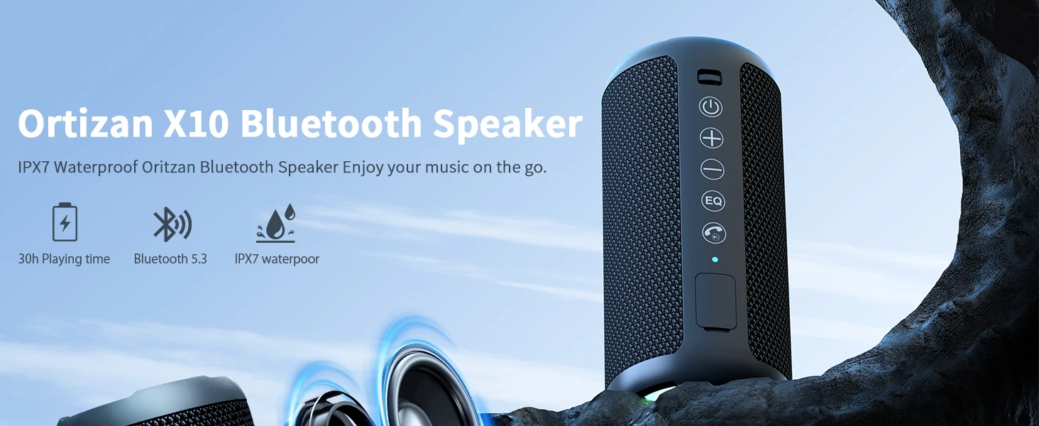 Ortizan Bluetooth Lautsprecher mit Licht, Musikbox Tragbarer Bluetooth Box mit IPX7 wasserdicht, Dualen Bass-Treibern, 30h Akku, Freisprechfunktion für Phone, Draußen, Beidhändig Schwarz – Detail 2