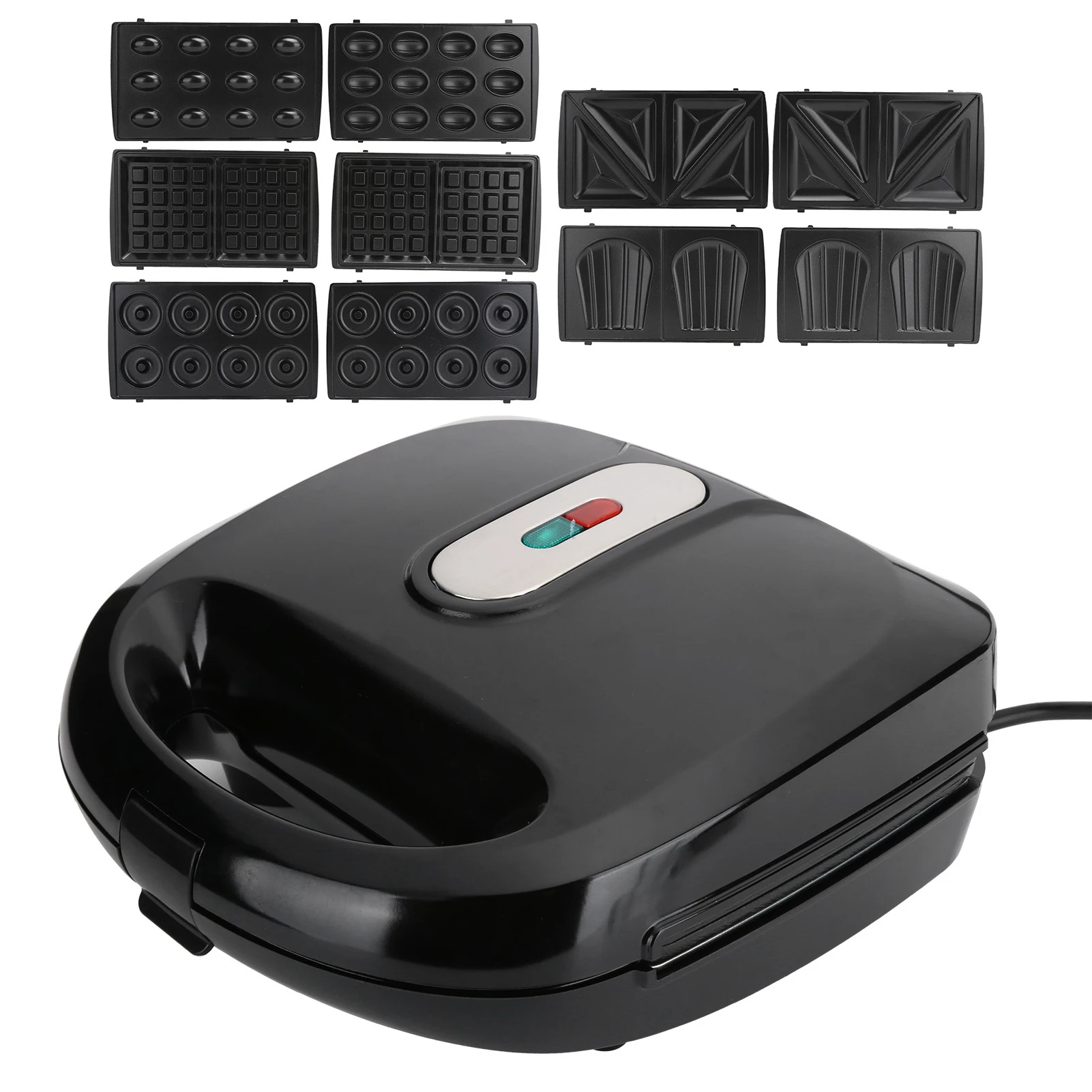 Electric Waffle Maker 750W 6‑in‑1 Breakfast Maker Electric Waffle Doughnut Sandwich Panini Madeleines Machine EU Plug 220V