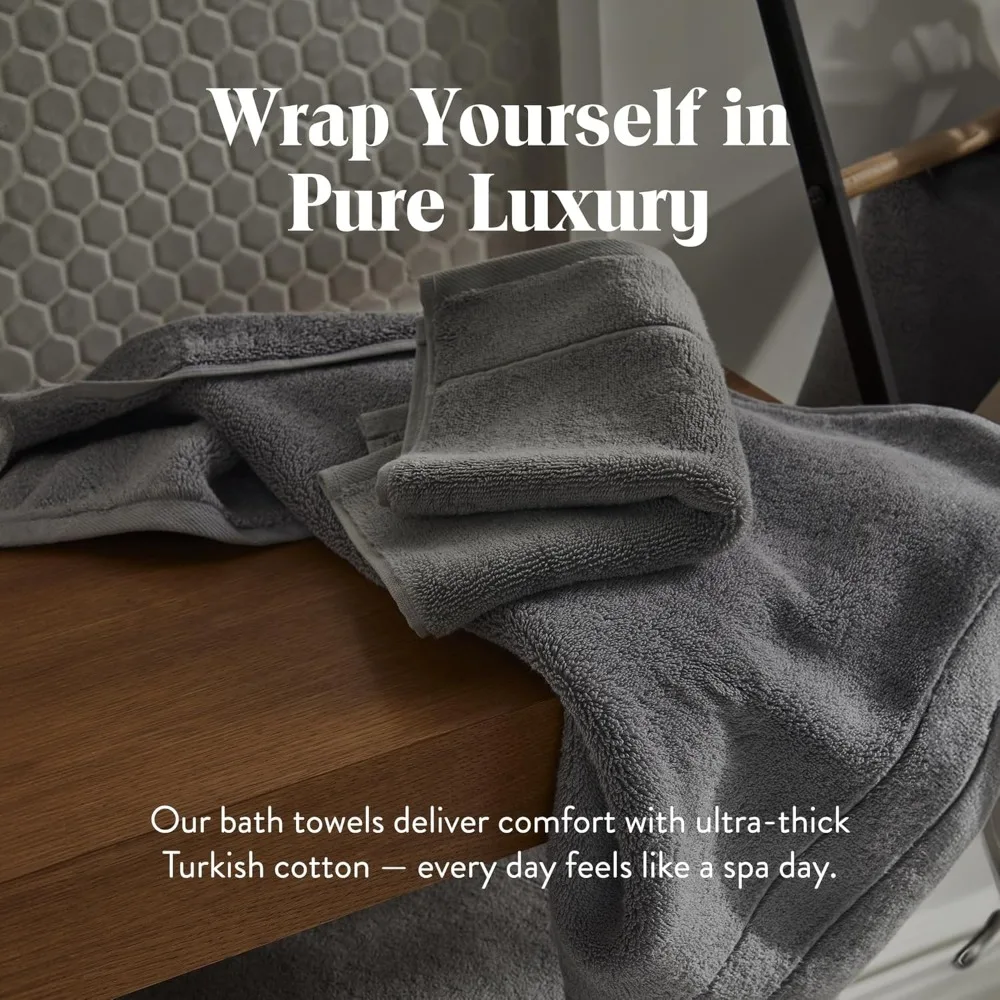 Juego de sábanas de algodón altamente absorbentes: 2 sábanas de baño de algodón turco de felpa y 2 toallas de mano, 820 GSM, lavables a máquina, lujosas