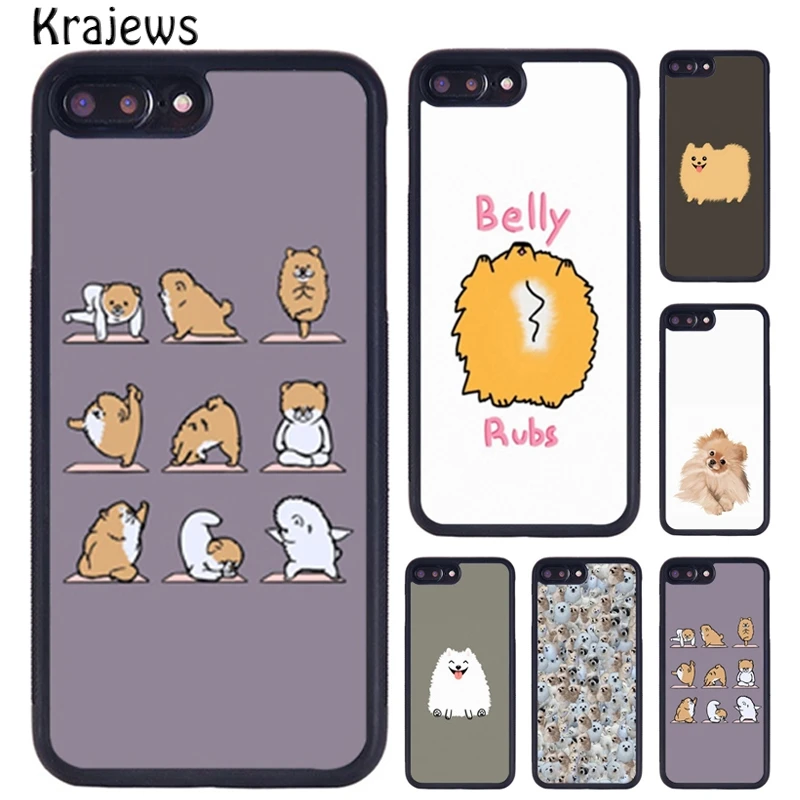 Krajews Pomeranian Dog Yoga Rubber Phone Case For iPhone 16 15 14 X XR XS 11 12 mini 13 Pro MAX Plus cover shell coque