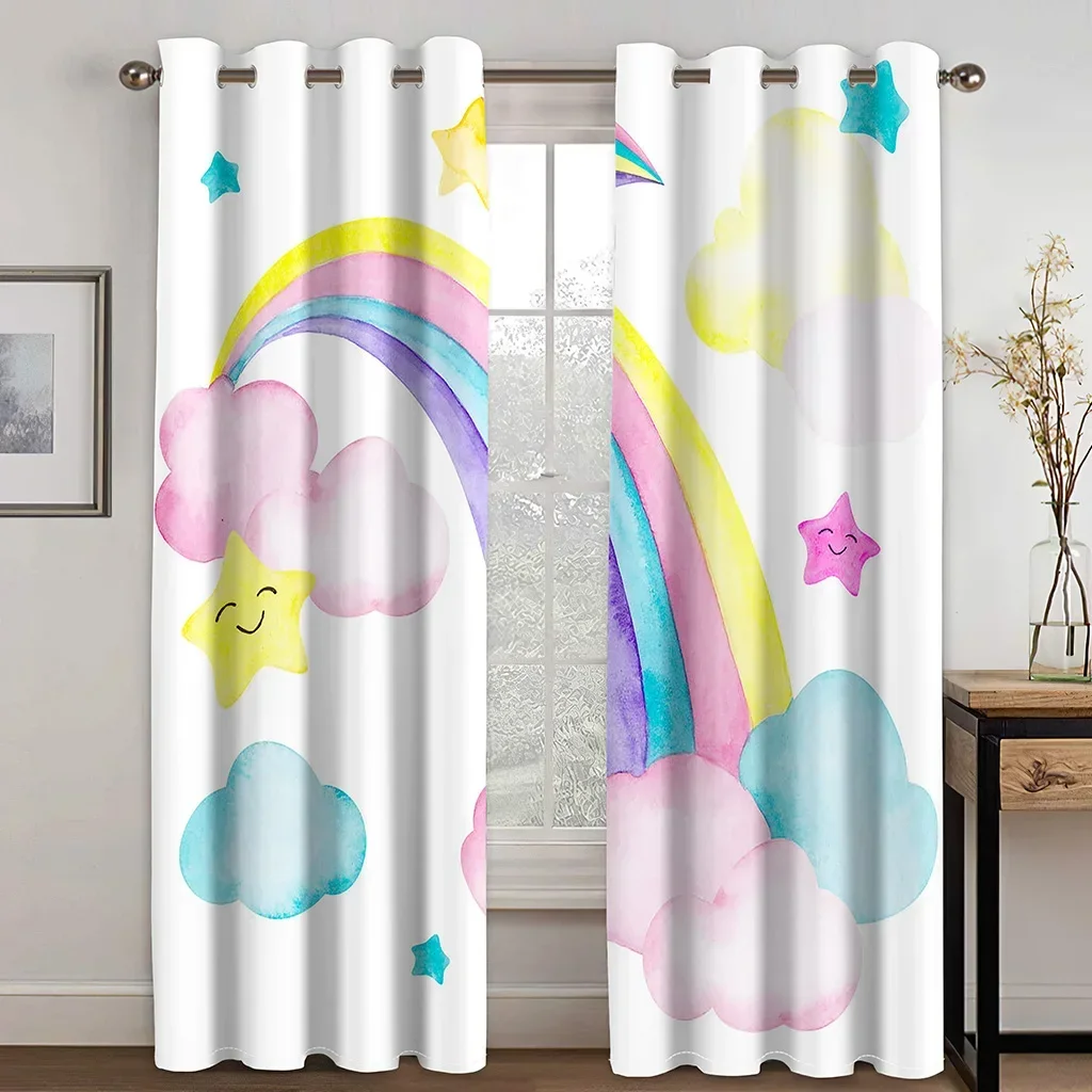 Unicorn Beautiful Dream Little Girl Lovely Pink Room Window Treatments Curtains Large Window Curtains Living Room Bedroom Decor