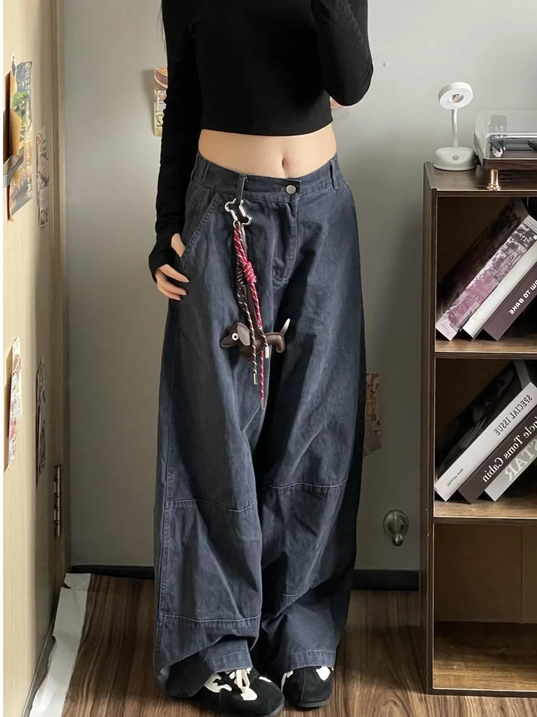 

Women Retro Knife Wide Leg Jeans High Waist Loose Straight Cut Trousers Casual Summer Pants New Design