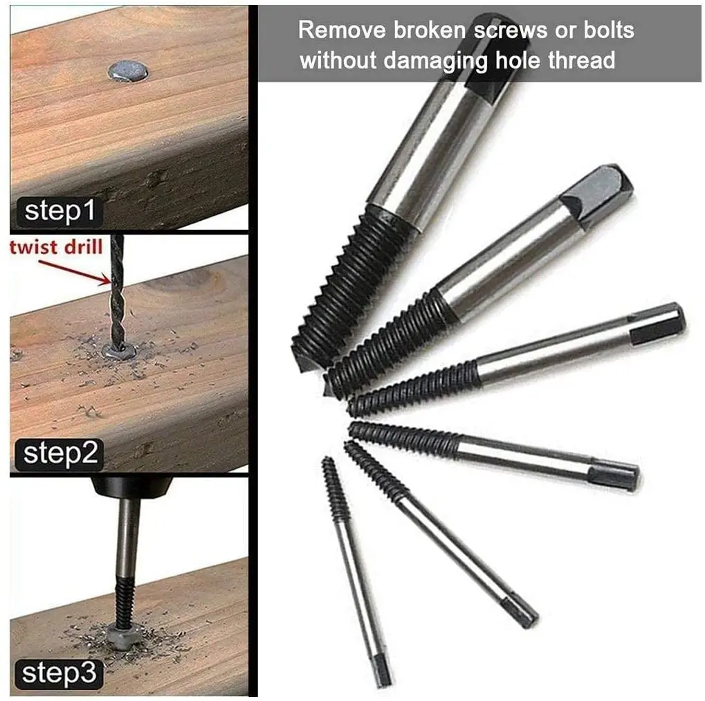 5Pcs Screw Extractor Center Drill Bits Guide Set Broken Damaged Bolt Remover Removal Speed Easy Out Set for car Demolition Tools