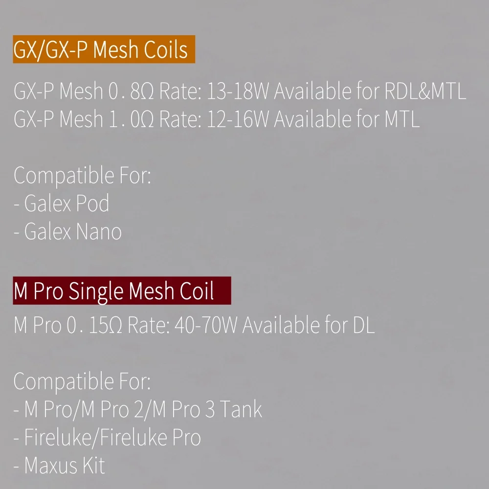 GX/GX-P M Pro V 1/2/3 Tank Series Mesh Coil Head Core FreeMax Galex(GX) Maxus Kit M-Pro 1 2 3 Tank Fireeluke Pod replacement coil