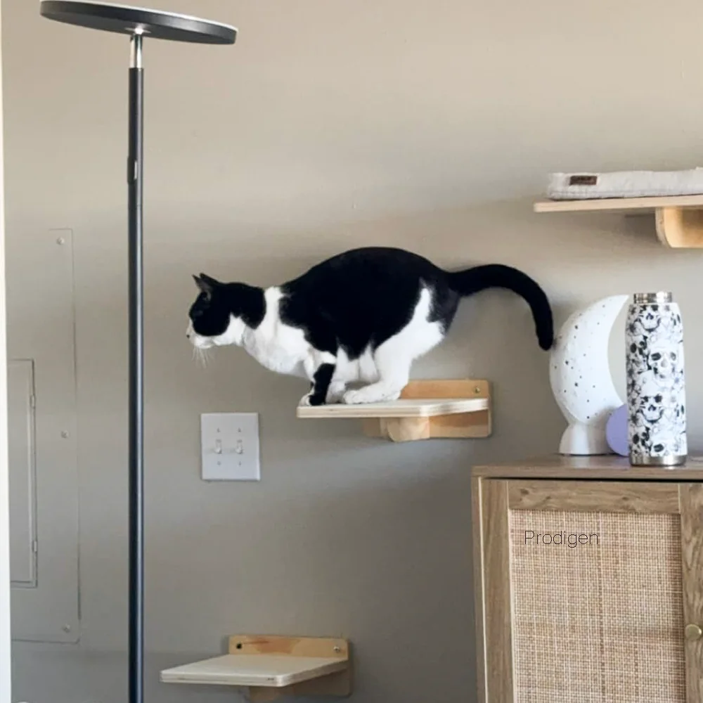 Cat Climbing Wall Furniture Stair Shelf Wall Mounted Hammock Scratching Post Reversible Stairway Shelves With Sisal Rope Ladder