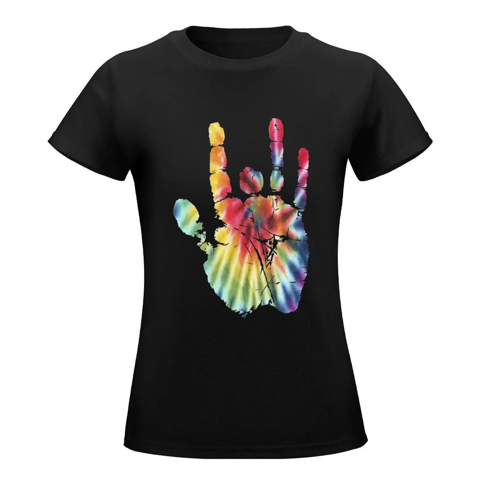 Tie-Dye-Jerry-Garcia-Hand T-Shirt kawaii clothes animal print shirt for girls female t-shirts for Women cotton