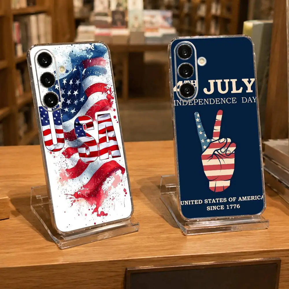 USA-Independence Day Phone Case For Samsung A71, A70, A52, A51, A40, A30, A20 Transparent Cover