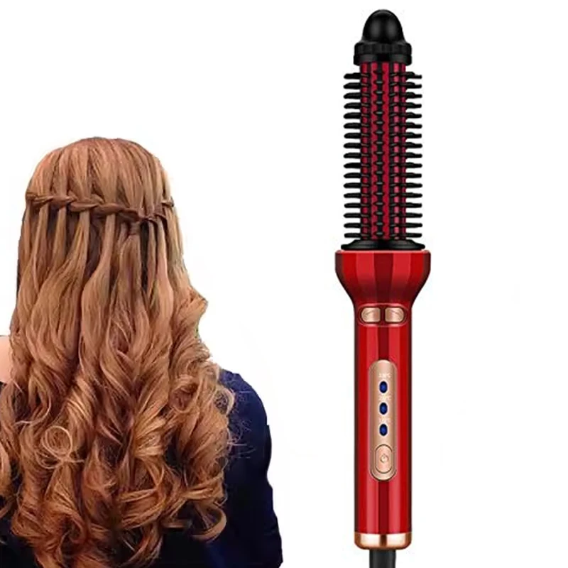 

Curling Iron Brush Electric Hair Straightener Curler Comb High Quality Auto Shut Off Button Control Hair Straightener Comb