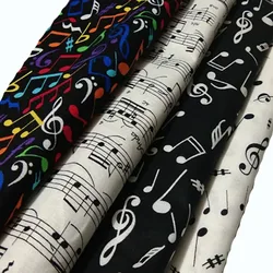 4pcs 24x22cm Pretty Colorful Black White Music Note Printed Cotton Fabric Bundle Small Size DIY Sewing Patchwork Decoration