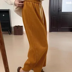 Corduroy Fleece Thick Straight Women Autumn Winter Winter Loose Solid Color High Waist Wide Leg Trend All-match Casual Trousers