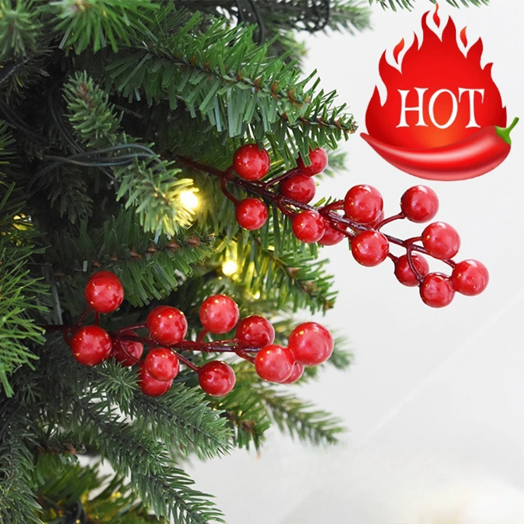 10/20 Pieces Christmas Red Berry Artificial Xmas Decor Froth Vivid Holly Berries Home Decoration Party Supplies Accessories