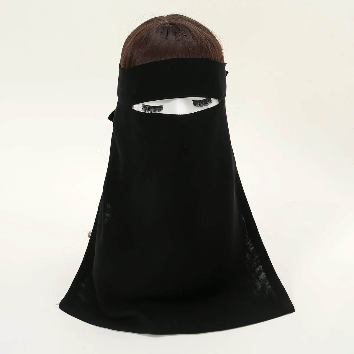 Chiffon Veil Mask Tie para muçulmanos, Hijab islâmico, lenço de cor lisa, cobertura completa, coberturas internas, gravata no Oriente Médio, novo