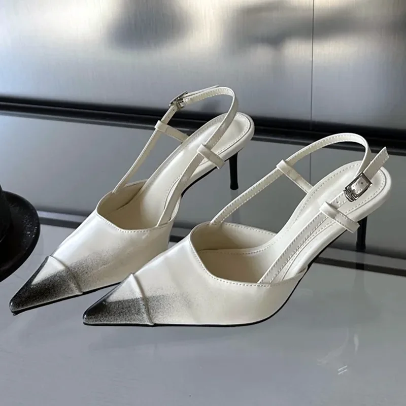 Pointed Toe Pumps Women Stiletto Heel Sandals Brand Party Dress Shoes Elegant Office Footwear Summer Slingback Sandalias Female