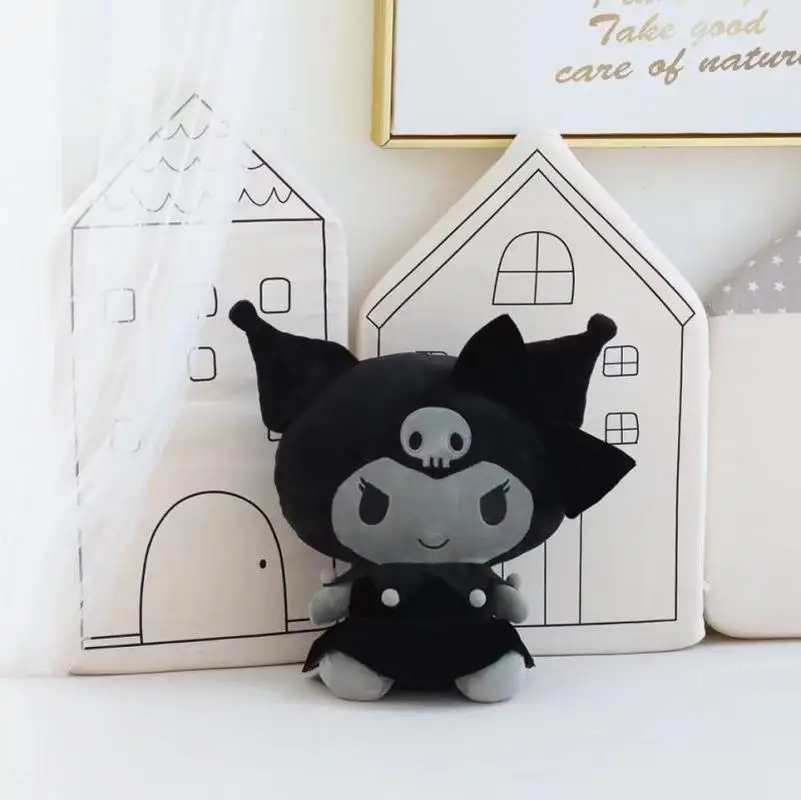 Sanrio Новинка кавайная черная плюшевая игрушка Kuromi Маленький Дьявол 30 см мягкая мультяшная анимационная Подушка декоративная подушка подарок для детей