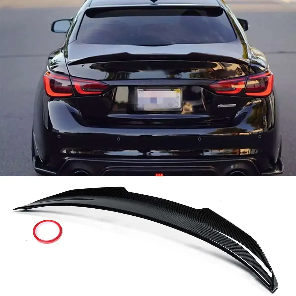 

High Quality Q50 Rear Car Rear Trunk Boot Lip Spoiler Wing Extension Lid ABS For Infiniti Q50 2014-2021 Racing Wing Body Kit