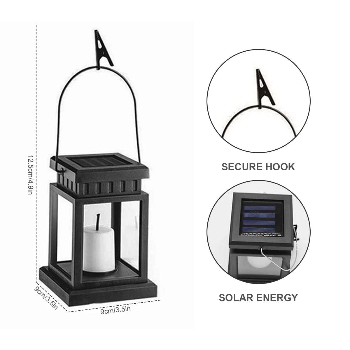 Retro Solar LED Lantern Light Outdoor Solar Light Candle Lantern Waterproof Hanging Lantern Light Solar Light for Garden Decor