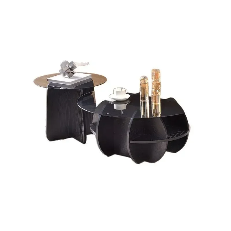 Simple aesthetics coffee table light luxury modern living room household small apartment round Internet