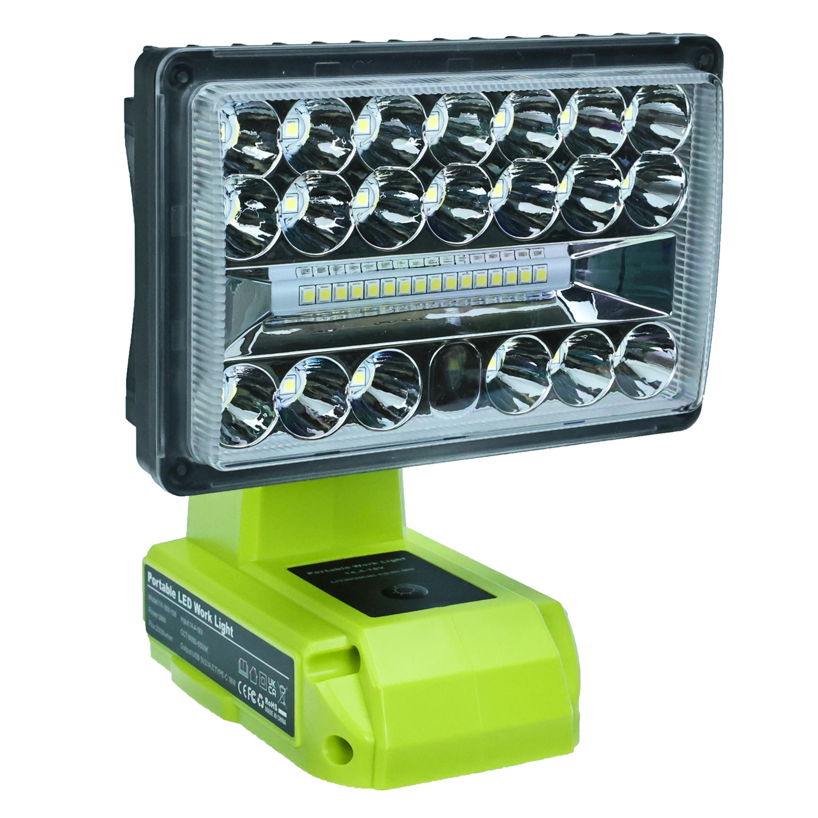 Imagem -04 - Luz de Trabalho Led para Ryobi Bateria Li-ion com Usb Porta tipo c Lanterna Holofotes sem Bateria 18v 5in 2000lm 28w