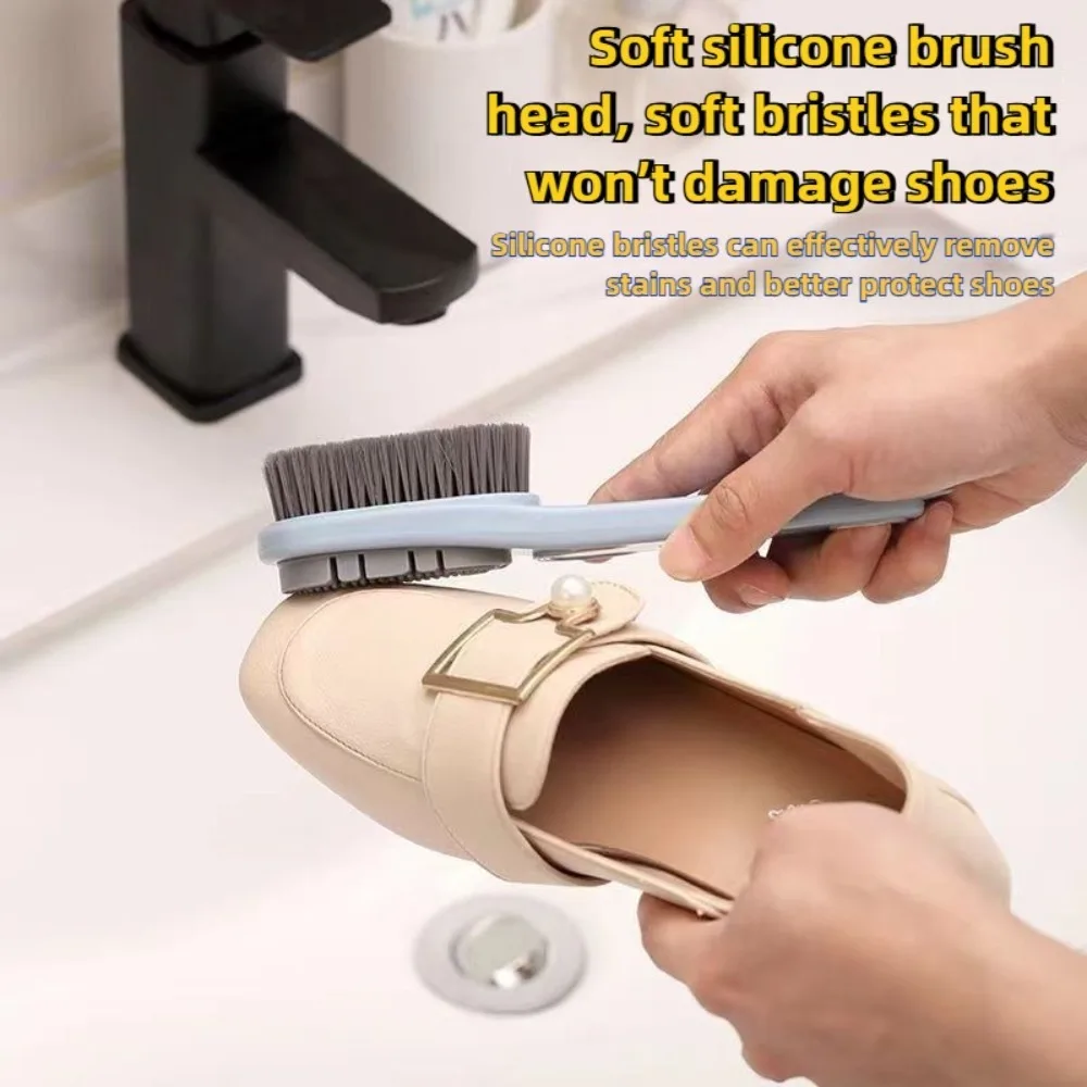 

Щетка для чистки обуви, двухсторонняя щетка для чистки с мягкой щетиной, длинная ручка, бытовые инструменты, силикон для обуви, одежды