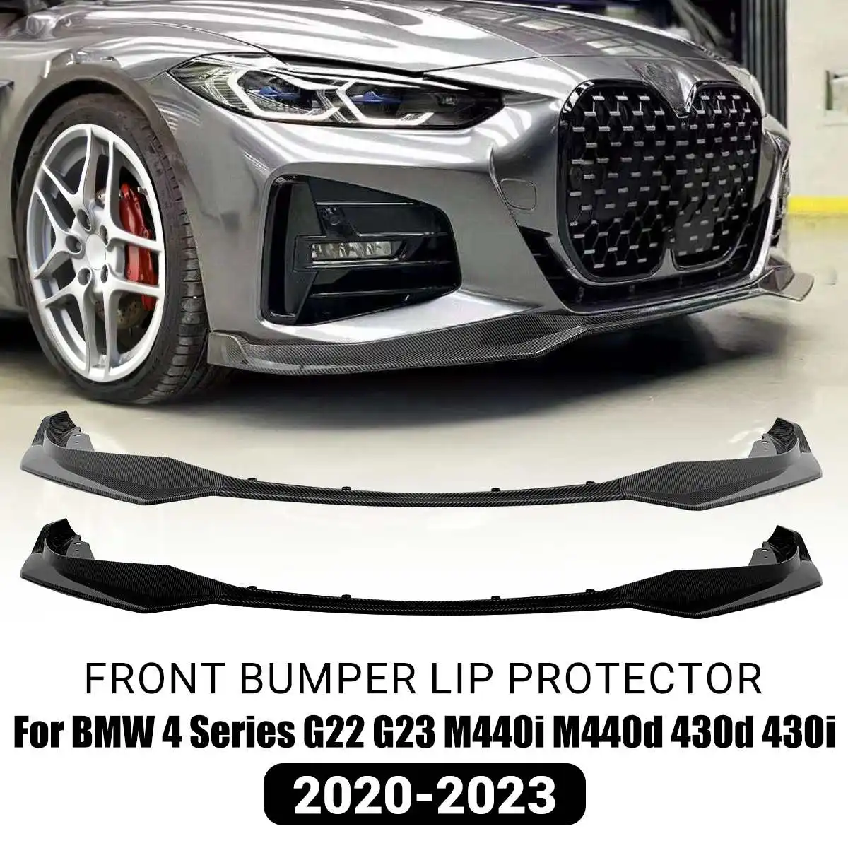 3PCS Car Front Bumper Splitter Lip Spoiler Body Kit Bumper Diffuser For BMW 4 Series G22 G23 M440i M440d 430d 430i 2020-2023