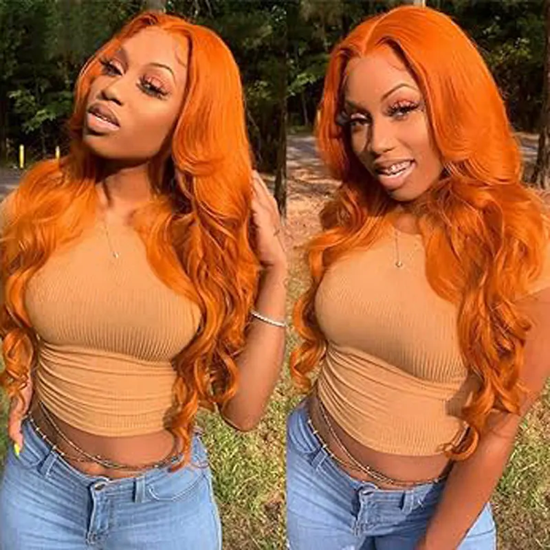 180 Density Glueless wigs 350# Orange Ginger Deep Wave HD Lace Front Wigs Human Hair Curly Lace Frontal Wigs For black Women