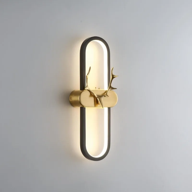 الحديثة الحد الأدنى النحاس مصابيح الحائط الممر المدخل بهو أضواء الشمال الدرج غرفة نوم اللوح الأمامي خلفية وحدة إضاءة LED جداريّة الشمعدانات #3