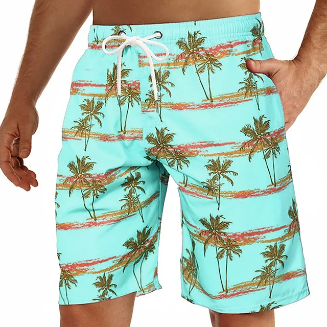 

Men's Hawaiian Swim Trunks Surf Trunks Palm Tree Shorts Fashion Street Trend Casual Daily Vacation Elastic Waist Design Clothing
