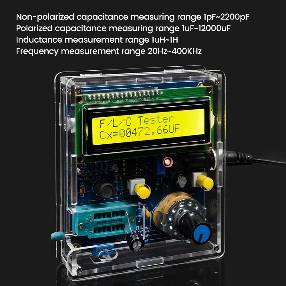 DC 5V High-precision Inductance and Capacitance Meter DIY Loose Parts Transistor Tester with Case for Soldering Practice