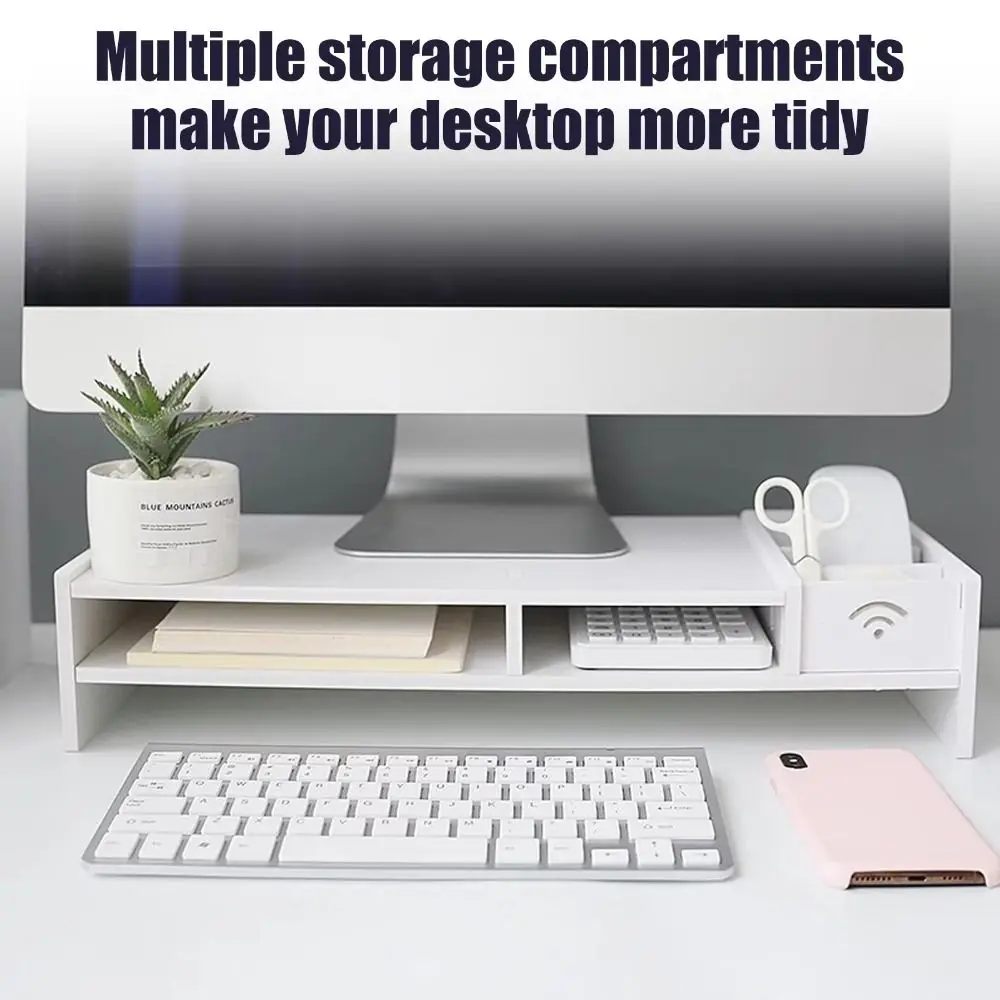 

Easy Assemble PC Computer Screen Stand Multi Compartment Sturdy Construction Laptop Heightening Holder