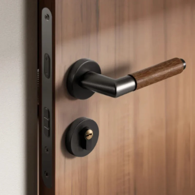 Wooden Round Entry Lever Door Handle Lock and Key Locking Lever Set Pack for Front Door or Office Heavy Duty Door Lock Handles