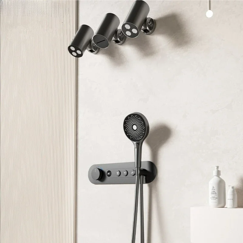 Thermostatic digital display set Big rainfall shower mixer faucet Bathtub stand kit Luxury constant