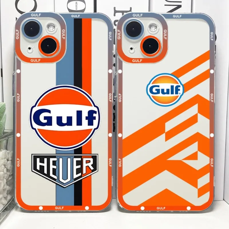 Gulf Racing Car Phone Case Telefoon For IPhone 14ProMax 13 14 12 11 Pro Max Mini Transparent Angel Eyes Cover