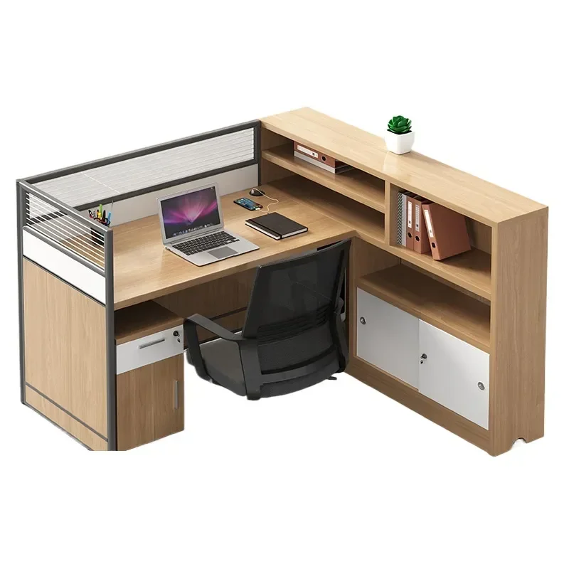 Financial Screen Partition Office Desk and Chair Combination Staff Computer Workstation