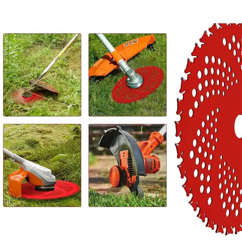9 Inch 36 Teeth Carbide Steel Brush Cutter Saw Blade, Red Trimmer Head Replacement Accessory for Grass Shrub Cutting