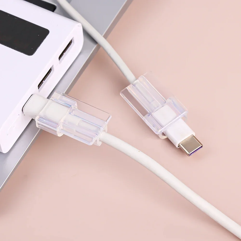 5pcs Soft Silicone Charger Cable Winder Fast Charging Cable Protector Sleeve for Apple IPhone Samusng Data Cord Clear Case Clip