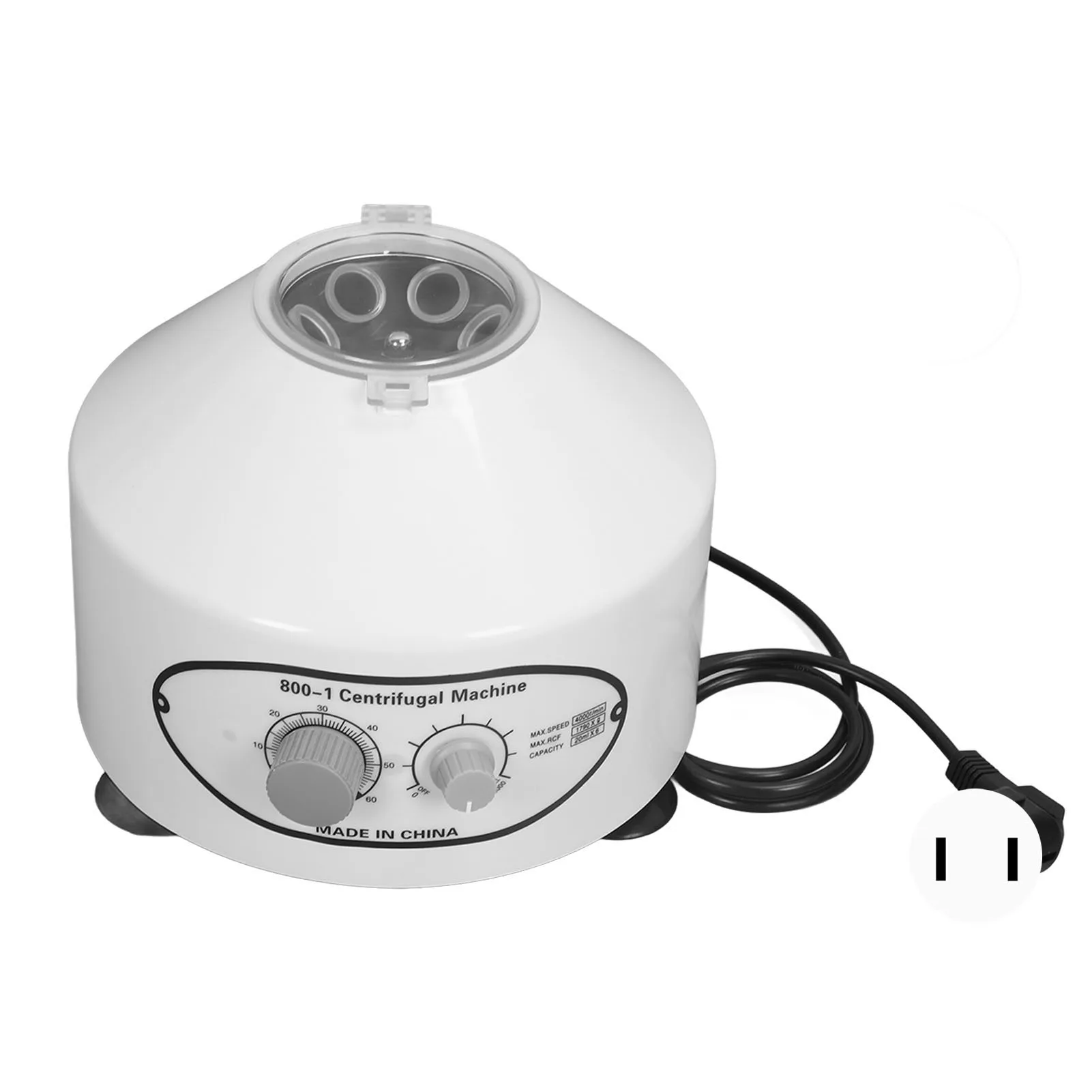 Elektrische centrifuge, 1790xg, 0-4000 toeren per minuut, timer van 0-60 minuten, tafelmodel centrifuge voor experimenten waarbij vloeistoffen worden gescheiden.